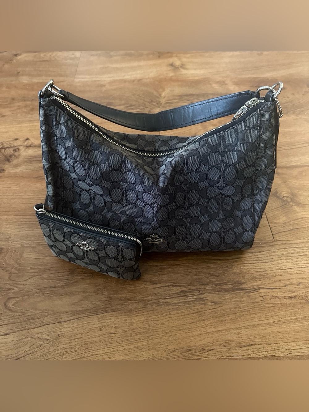 Coach Signature Jacquard Bag in Charcoal/Black